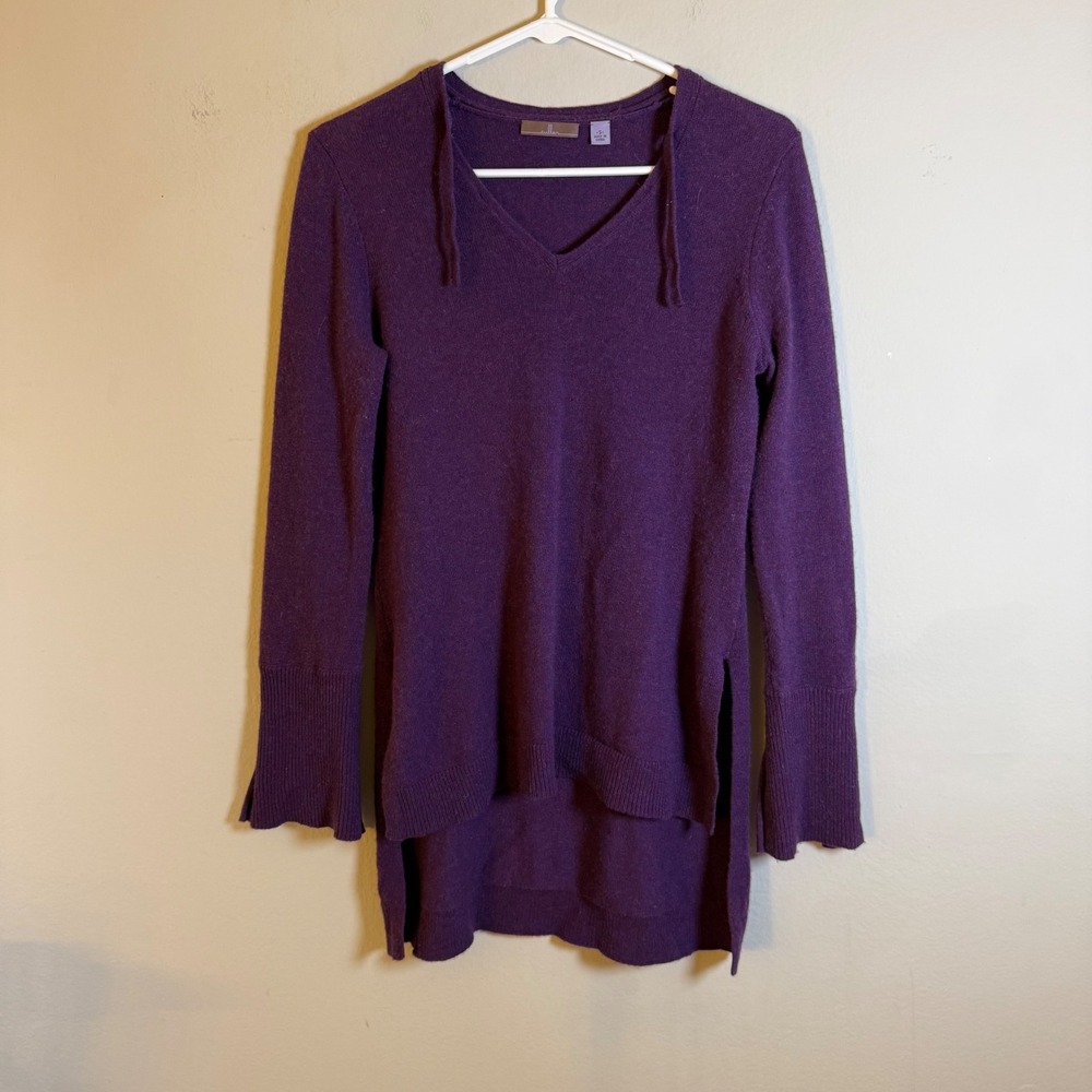 Cullen Women‎ Purple 100% Cashmere V-Neck High-Low Tunic Sweater Size S